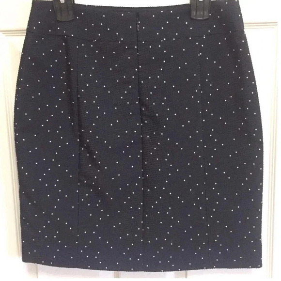 Ann Taylor lined skirt navy with white polka dots size 8 - Picture 3 of 10
